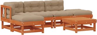 vidaXL Conjunto De Sof&aacute;s De Jard&iacute;n 6 Uds. Marr&oacute;n Cera Vidaxl