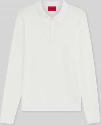 HUGO BOSS Slim Fit Strick-Poloshirt aus Viskose-Mix Modell SAN PIPPO-CV in Offwhite, Gr&ouml;&szlig;e XXL