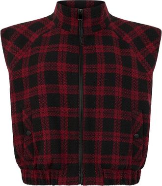 Pinko Tweed Vest met Ruitpatroon - Dames - Bodywarmers - Rood - S - Tweed - Jassen