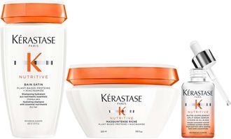 Kerastase Womens K&eacute;rastase Nutritive Trio - Hydrating Bundle for Very Dry, Medium-Thick Hair (Bain Satin 250ml, Masquintense Riche 200ml, Nutri-Supplement 50ml)