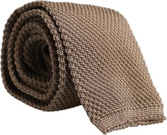 Dolce & Gabbana Luxe Zijden Stropdas met Logo Details - Heren - Stropdassen - Bruin - ONE Size - Accessoires