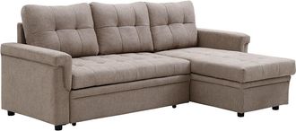 Vente-Unique Sof&aacute; cama rinconera reversible en tela topo DERAMOP