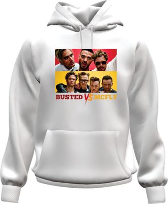 Generic Busted vs Mc-Fly Hoodie - Retro Band Tour Graphic Pullover - Pop Rock Music Fan Hoodie for Men and Women (White, XL)