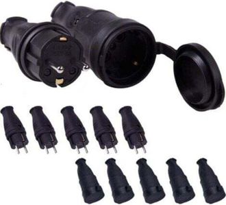 OEM Fiche M&acirc;le - Prise Femelle - Kit Raccord &Eacute;lectrique Schuko - Ip44 - 250 V 16 A - C&acirc;ble 0,5 &Agrave; 3 Mm&sup2; - Lot De 5