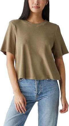 Michael Stars Kona Generous Crew Neck T-Shirts Womens Clothing Olive (US 0-12), Cotton