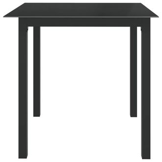 Berkfield Home Garden Table Black 80x80x74 cm Aluminium & Glass | Size: 80 x 80 x 74 cm
