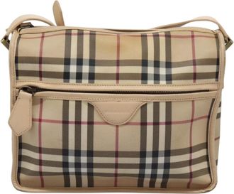 Burberry Nova Check Beige Canvas Shoulder Bag (Pre-Owned)