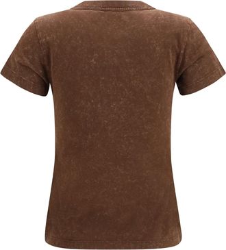 Ganni Womens Banana Cotton T-Shirt Chicory Coffee T-Shirts And Polos