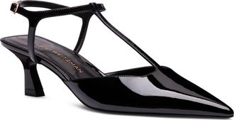 Stuart Weitzman Vne Patent Leather T-Strap Pump in Black at Nordstrom, Size 9.5