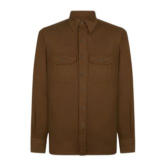 Tom Ford Overhemden, Heren, Bruin, 4Xl, Katoen, Military Fit Shirt