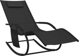 vidaXL Vidaxl - Tumbona Mecedora De Acero Y Textilene Negro