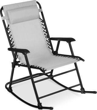 Best Choice Products Folding Outdoor Zero Gravity Rocking Lounge Chair w/ Headrest Pillow