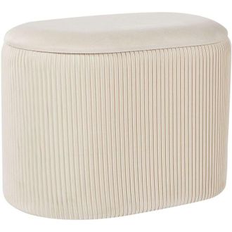 Beliani Storage Pouffe RICHLAND Velvet Light Beige