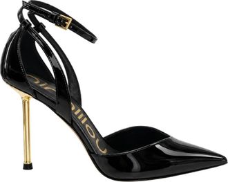 Ninalilou Pumps met enkelbandje en juwelen hak - Dames - Pumps - Zwart - 38 EU - Leer - Schoenen