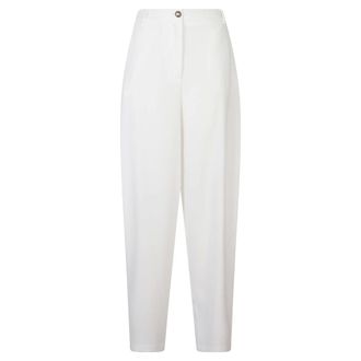 Elisabetta Franchi Wide Trousers, female, Beige, Size: 2XS Lightweight Crepe Trousers