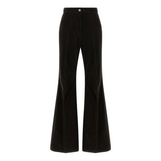 Ferragamo Velvet Trousers - female - Ferragamo - Wide Trousers - Brown - 2XS - Trousers