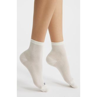 Hue Sheer Rib Crew Socks in White at Nordstrom