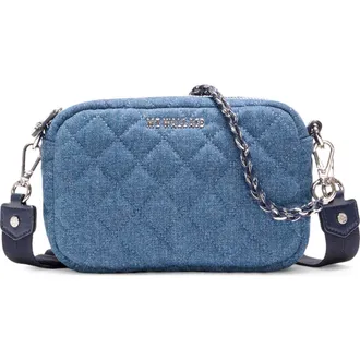 MZ Wallace Mini Crosby II Quilted Denim Crossbody Bag in True Blue Denim at Nordstrom