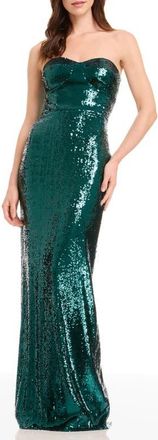 Dress The Population Vada Sequin Strapless Gown in Capri at Nordstrom, Size Xx-Large