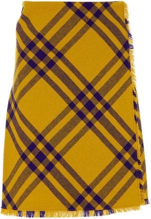 Burberry Multicolor Check-pattern Frayed Kilt