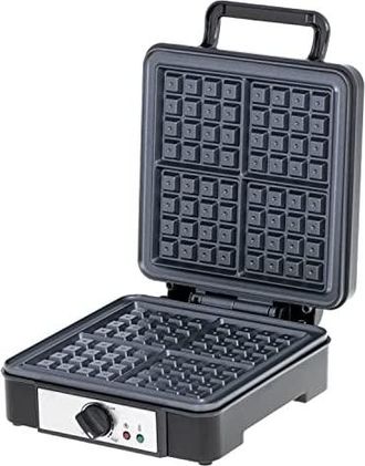 Adler Europe Ad3049 Gofrera Profesional Para 4 Gofres Belgas Gruesos, Placas Antiadherentes, Regulador De Temperatura, Waffle Maker Negro, 1800w - Adler
