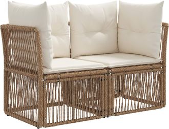vidaXL Sof&aacute; De Jard&iacute;n 2-n&uacute;mero De Plazas Beige Rat&aacute;n Sint&eacute;tico Vidaxl