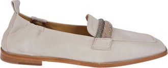 Eleventy Schoenen, Dames, Beige, 40 EU, Leer, Loafers met kristallen