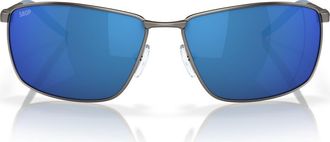 Costa Turret 63mm Oversize Polarized Mirrored Rectangular Sunglasses in Dark Gunmetal /Blue at Nordstrom