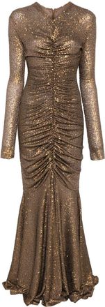 Norma Kamali Abito da sera a maniche lunghe - Marrone