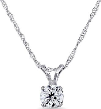 Amour 1/2 CT TW Diamond Solitaire Pendant with Chain In 14K White Gold