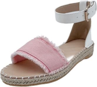 Generic Womens Flat Leather Sandals Womens Strappy Sandals Without Heel with Bow Around Ankle Strap Sandals Open Leather Sandals Non-Slip Summer Sandals Strap