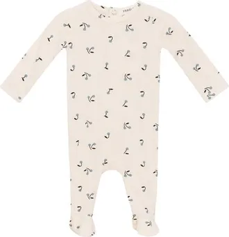 Fragile Stretch Jersey Cherry Print Rib Romper in Cream at Nordstrom, Size 3M