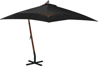 vidaXL Sombrilla De Jard&iacute;n Colgante Con Palo Madera Abeto Negro 3x3 M Vidaxl