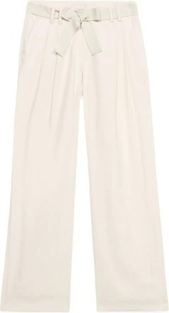 Oltre Wijdvallende broek met riem - Dames - Wijde Broeken - Wit - S - Polyester - Broeken