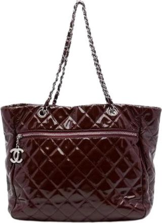 Chanel Pre-owned Quilted Patent Leather Tote - Dames - Vintage Shopper - Rood - ONE Size - Leer - Vintage
