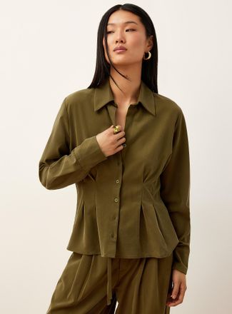 Icone Womens Pleated waist velvety shirt