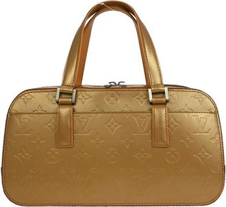 Louis Vuitton Mat Shelton Handbag Monogram Vernis Beige Leather Handbag (Pre-Owned)