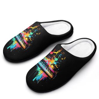 Generic Colorful Piano Funny Mens Slippers Cotton Warm House Shoes Memory Foam Sandals Print Size 7-14
