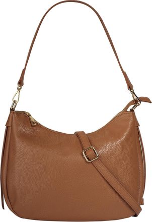 Cluty Umh&auml;ngetasche CLUTY, Damen, Gr. B/H/T: 31cm x 24cm x 7cm onesize, braun (cognac), Leder, leicht gl&auml;nzend, unifarben, Taschen Umh&auml;ngetasche, echt Leder
