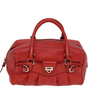 Ferragamo Gancini Buckle Shoulder Bag Leather Red Leather Handbag (Pre-Owned)