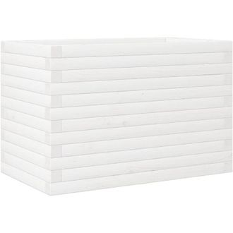 vidaXL Jardinera De Madera Maciza De Pino Blanca 70x40x46 Cm Vidaxl