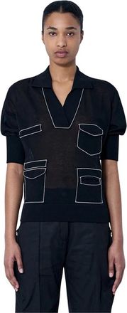 Kiko Kostadinov Kreiner Knit Polo - Dames - Polos - Zwart - XS - Katoen - Tops
