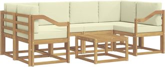vidaXL Conjunto De Sof&aacute;s De Exterior 7 Uds. Blanco Y Crema Vidaxl