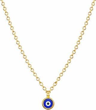 House of Frosted 14K Gold Plated Sterling Silver Evil Eye Pendant Necklace in Yellow Gold at Nordstrom Rack, Size 16