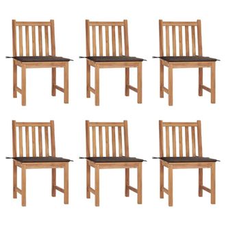 vidaXL Sillas De Jard&iacute;n 6 Unidades Con Cojines Madera Maciza De Teca Vidaxl