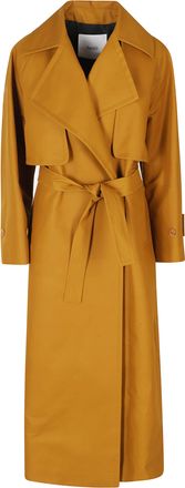 Hev&ograve; Mid-Length Relaxed-Fit Coat With Belted Waist And Storm Flap
