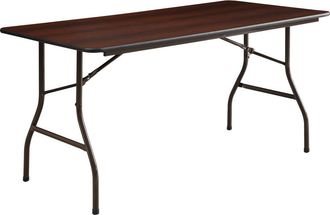 Lorell Economy Folding Table - Melamine Rectangle Top - 500 lb Capacity - 60 Table Top Length x 30 Table Top Width x 0.63 Table Top Thickness - 29 Height - M