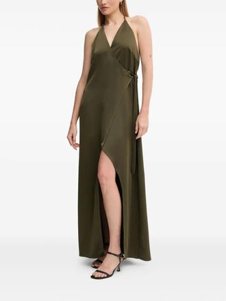 Sandro Ferrone halterneck maxi dress - women - Polyester - 38 - Green