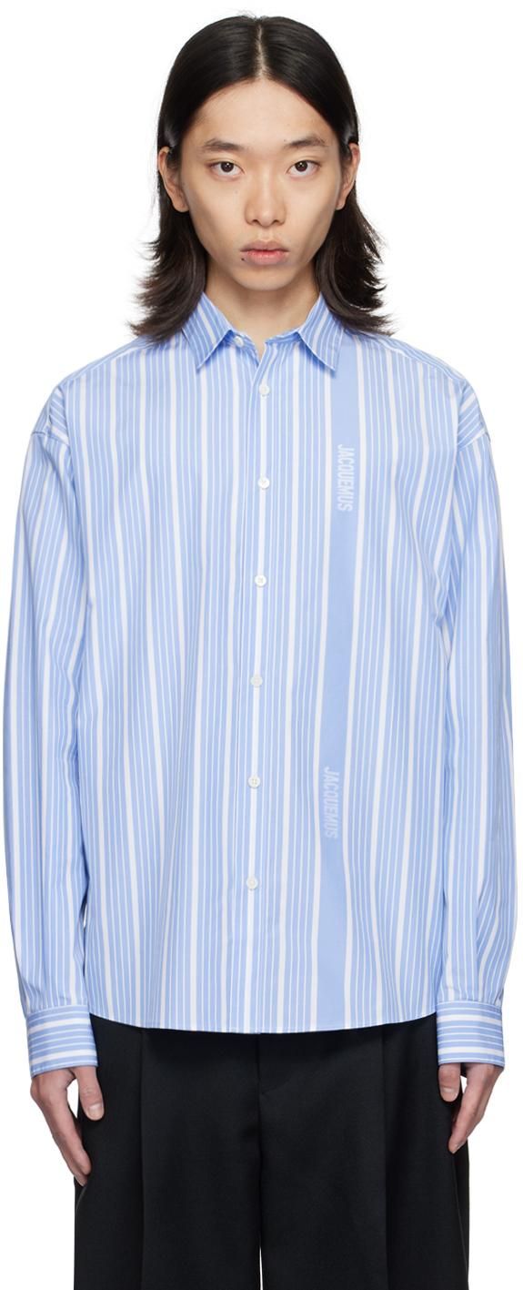JACQUEMUS 長袖シャツ 白青ストライプ　フランス