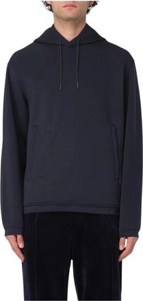 Emporio Armani Hoodies & sweatvesten, Heren, Blauw, 3Xl, Blauwe Relaxed Fit Hoodie